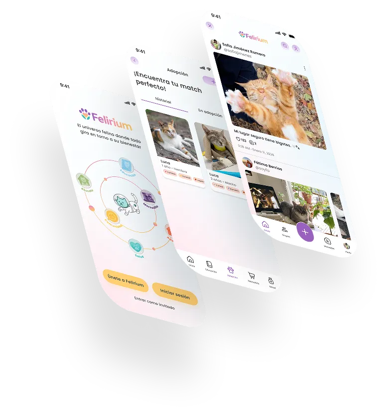 App screens showing the app